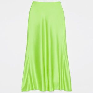 Bershka Neon Midi Satin Skirt